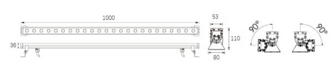 20*2W 1000mm装飾的な線形LEDの壁の洗濯機棒、LEDの壁の洗浄洪水ライト 0