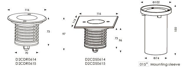 D2CDR0614 D2CDR0615 24Vか110~240Vは表面の光熱出力SMD LED Ingroundランプ1.2W 1.8W屋外の評価されるIP67を滑らかにする 2
