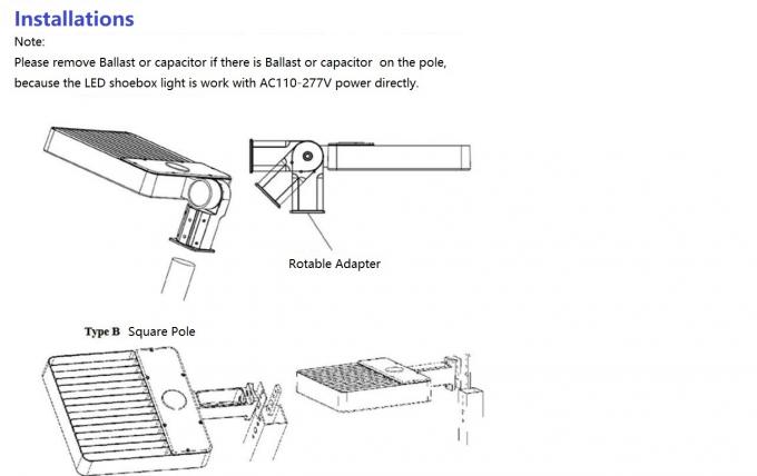 240w 320w LED Shoeboxは任意直接腕の台紙3の段階の薄暗くなる機能をつける 3
