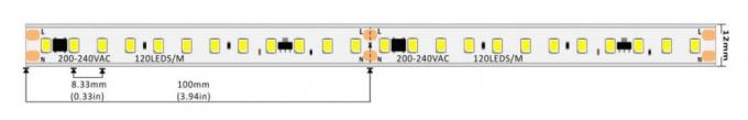メートルIP67 EMCごとの220-240VAC高圧LEDのストリップ1600LM 16.5W 120LEDs 0